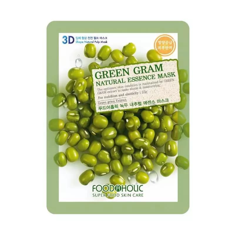Тканевая 3D маска с экстрактом бобов мунг для упругости кожи Green Gram Natural Essence Mask