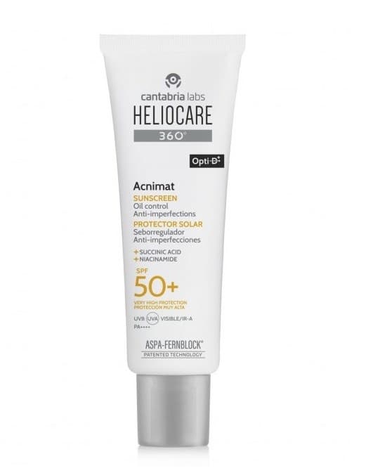 Cantabria Labs Heliocare 360 Acnimat Sunscreen SPF 50 – Себорегулирующий солнцезащитный крем СЗФ 50 для кожи, склонной к акне