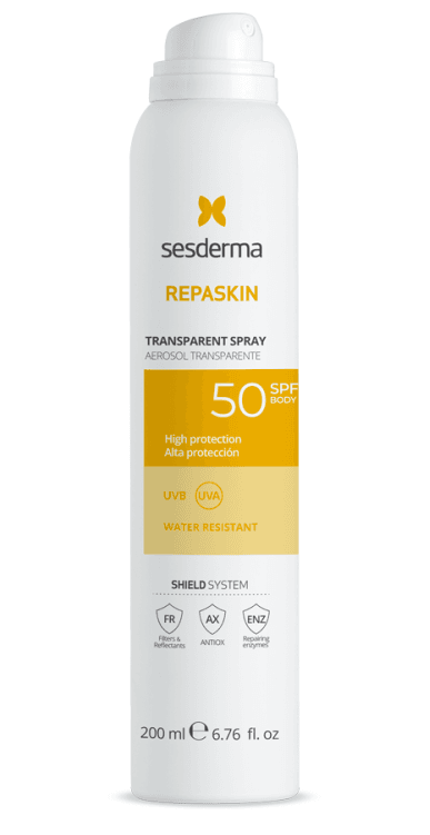 Sesderma Repaskin Transparent Spray Body SPF50 – Спрей солнцезащитный прозрачный для тела СЗФ50 (аэрозоль)