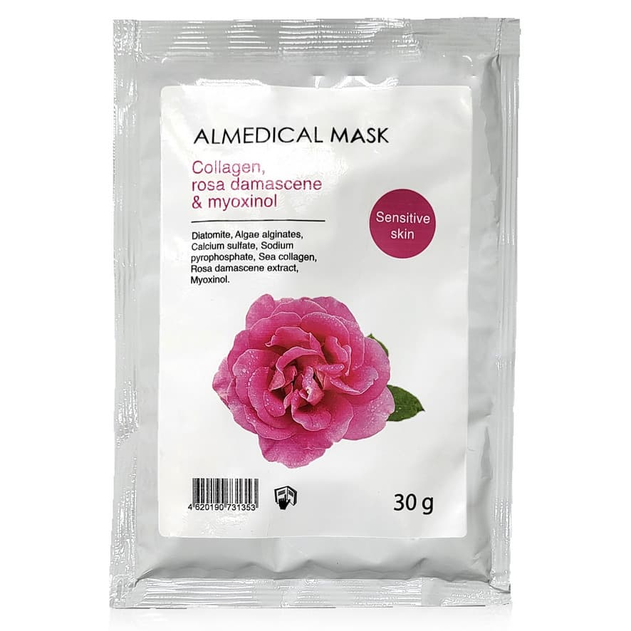 Альгинатная маска для контура глаз Коллаген, дамасская роза и миоксинол Almedical Mask