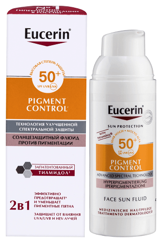 Eucerin флюид солнцезащитный против пигментации spf 50+