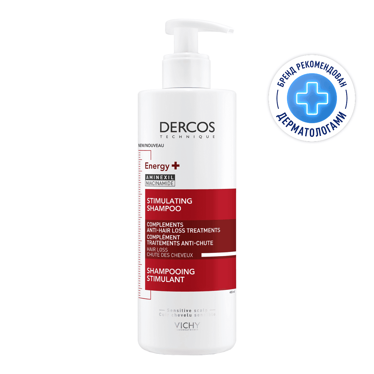 Vichy Dercos Energy+ Шампунь тонизирующий с Аминексилом против выпадения волос Eco-Refill см/блок 1 шт