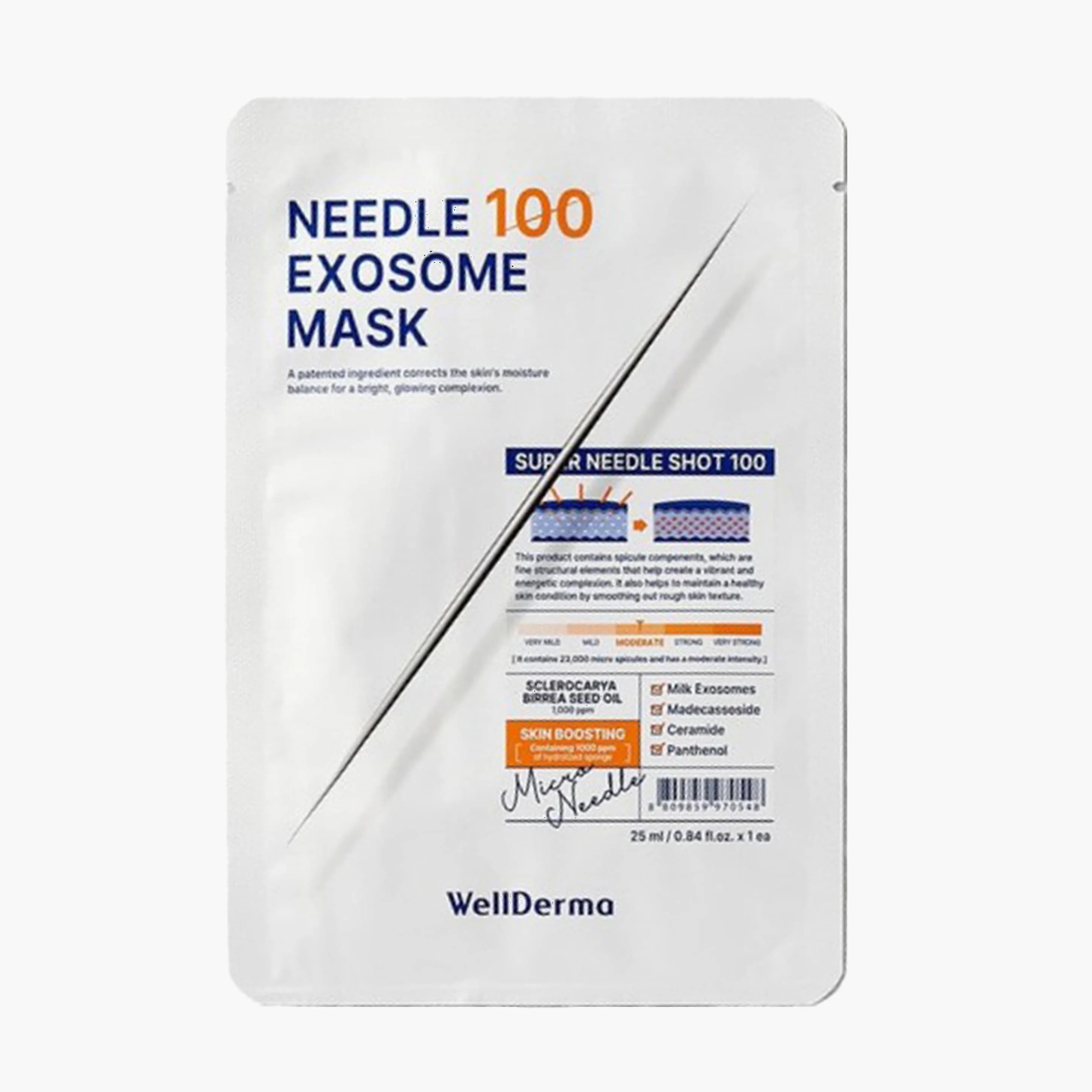 Маска для лица с игольчатыми экзосомами | WellDerma Needle 100 Exosome Mask