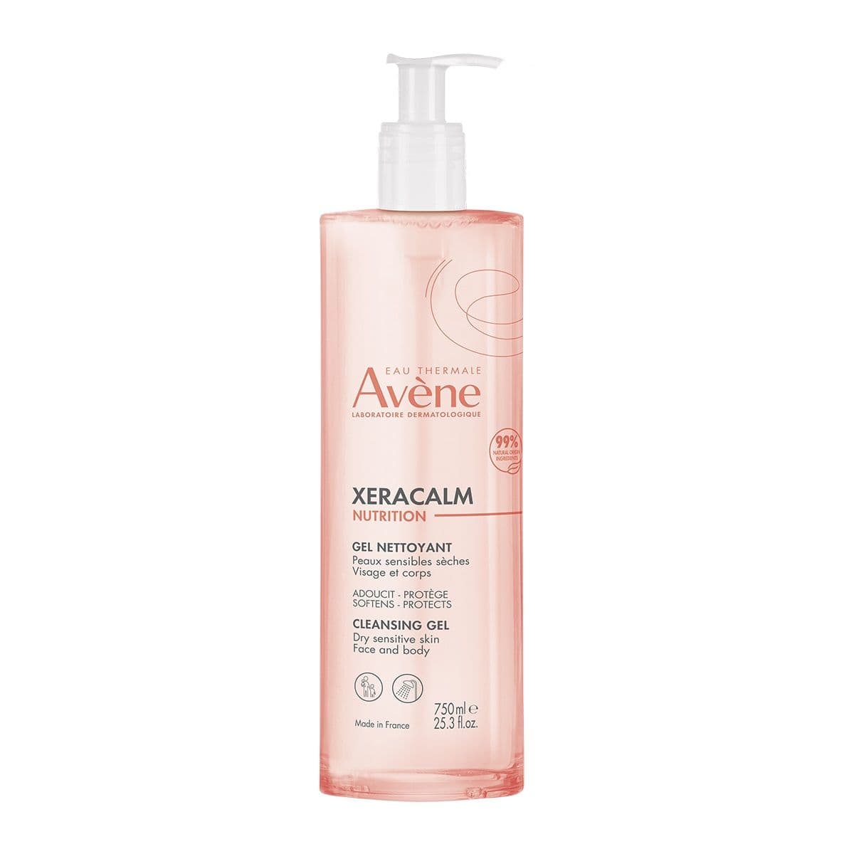 Гель для сухой чувствительной кожи лица и тела очищающий легкий Nutrition XeraCalm Avene/Авен фл