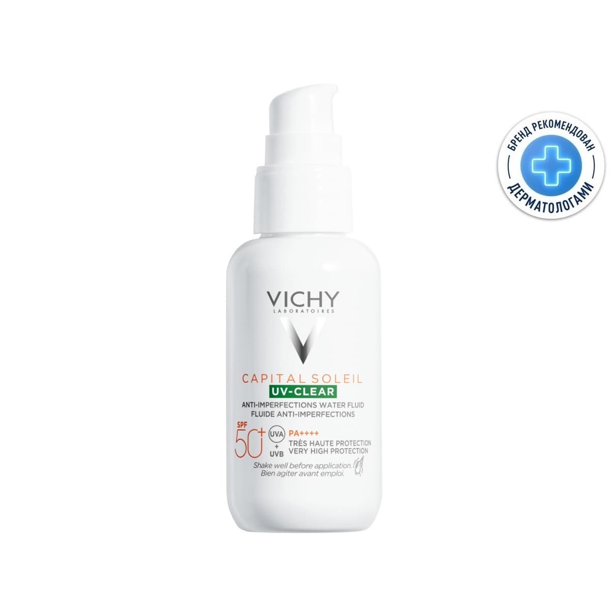 Виши Невесомый солнцезащитный флюид UV-Clear для лица против несовершенств SPF 50+, (Vichy, Capital Soleil)