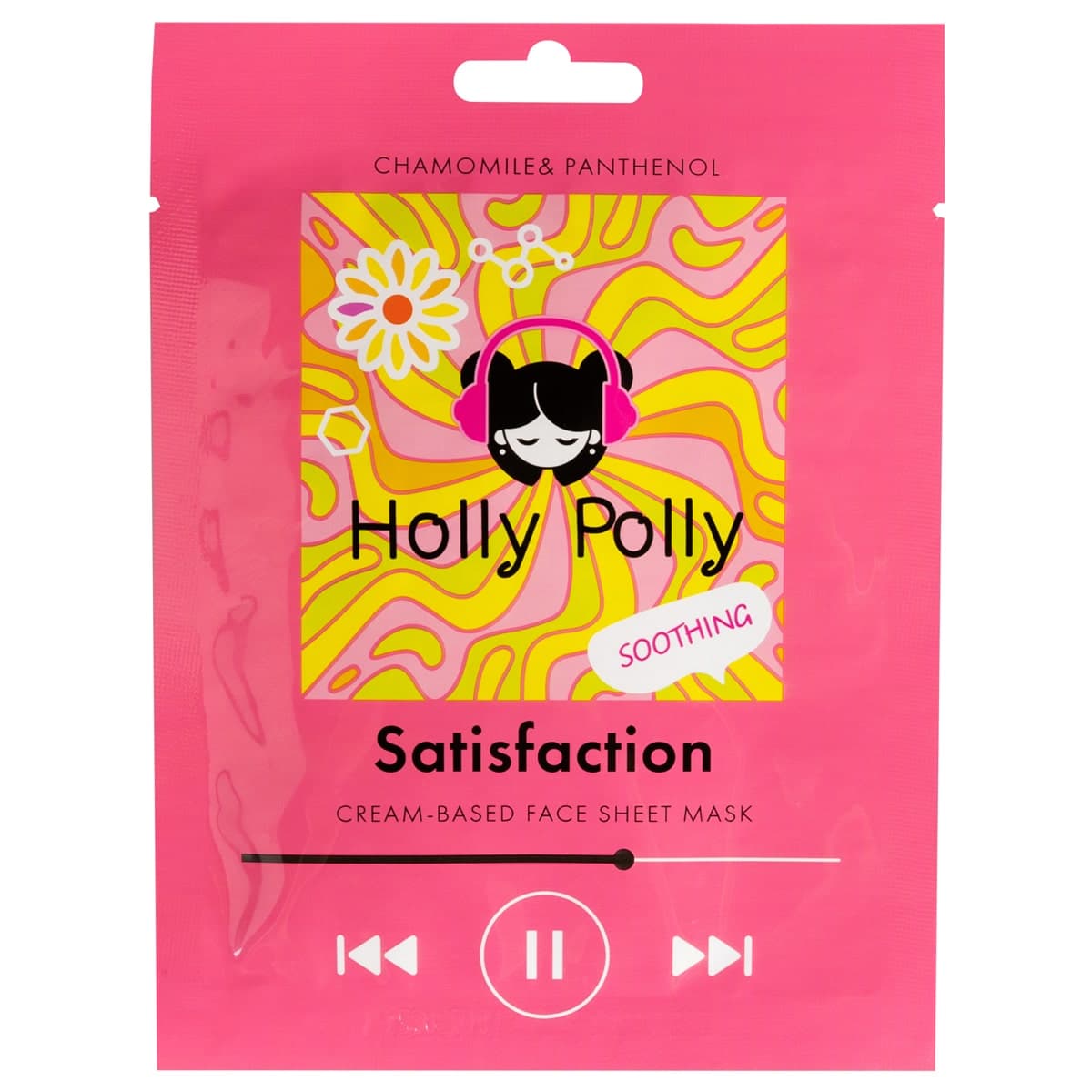 Холли Полли Успокаивающая тканевая маска с ромашкой и пантенолом Satisfaction на кремовой основе, (Holly Polly, Music Collection)