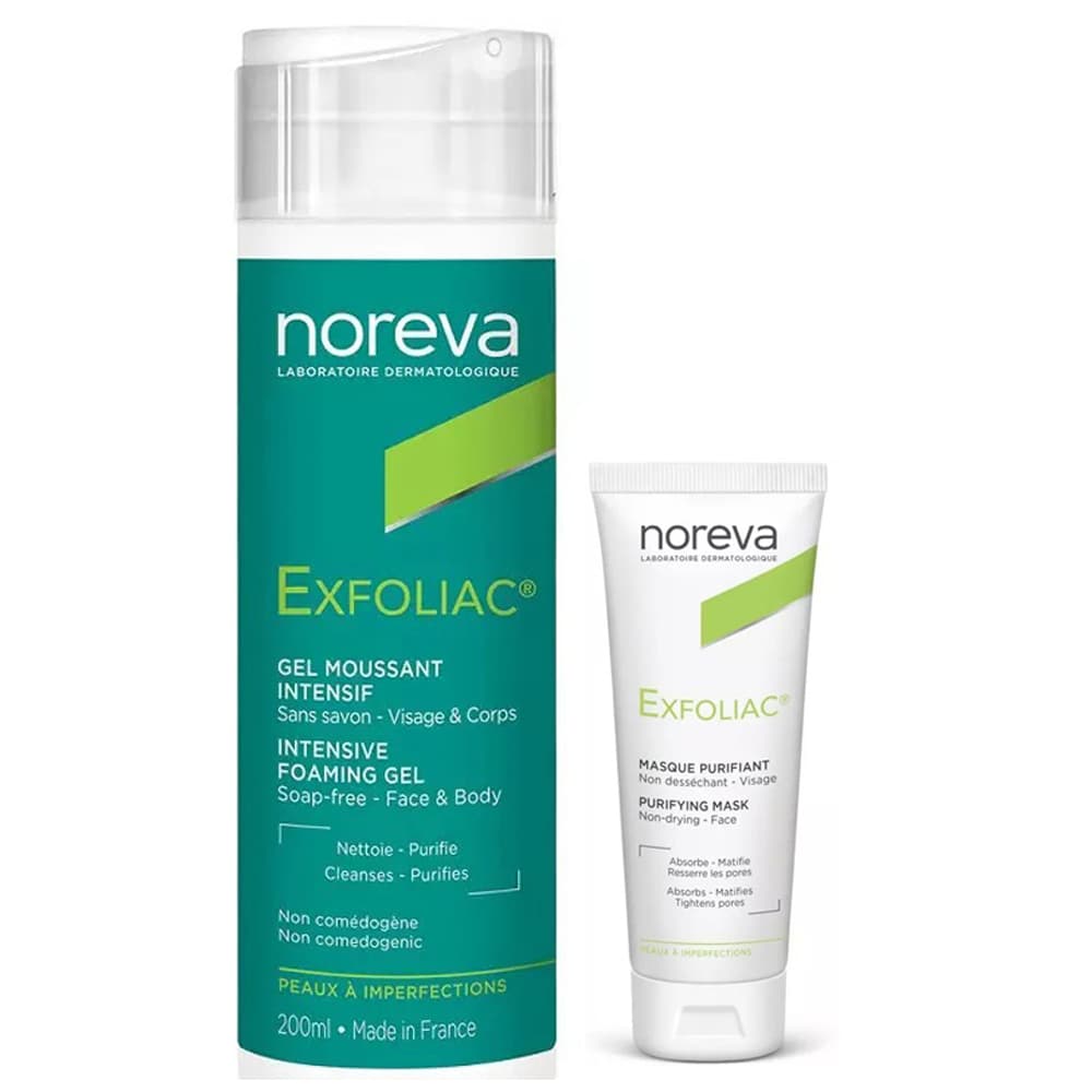 Норева Набор для глубокого очищения кожи: маска, + гель, 200 мл (Noreva, Exfoliac)
