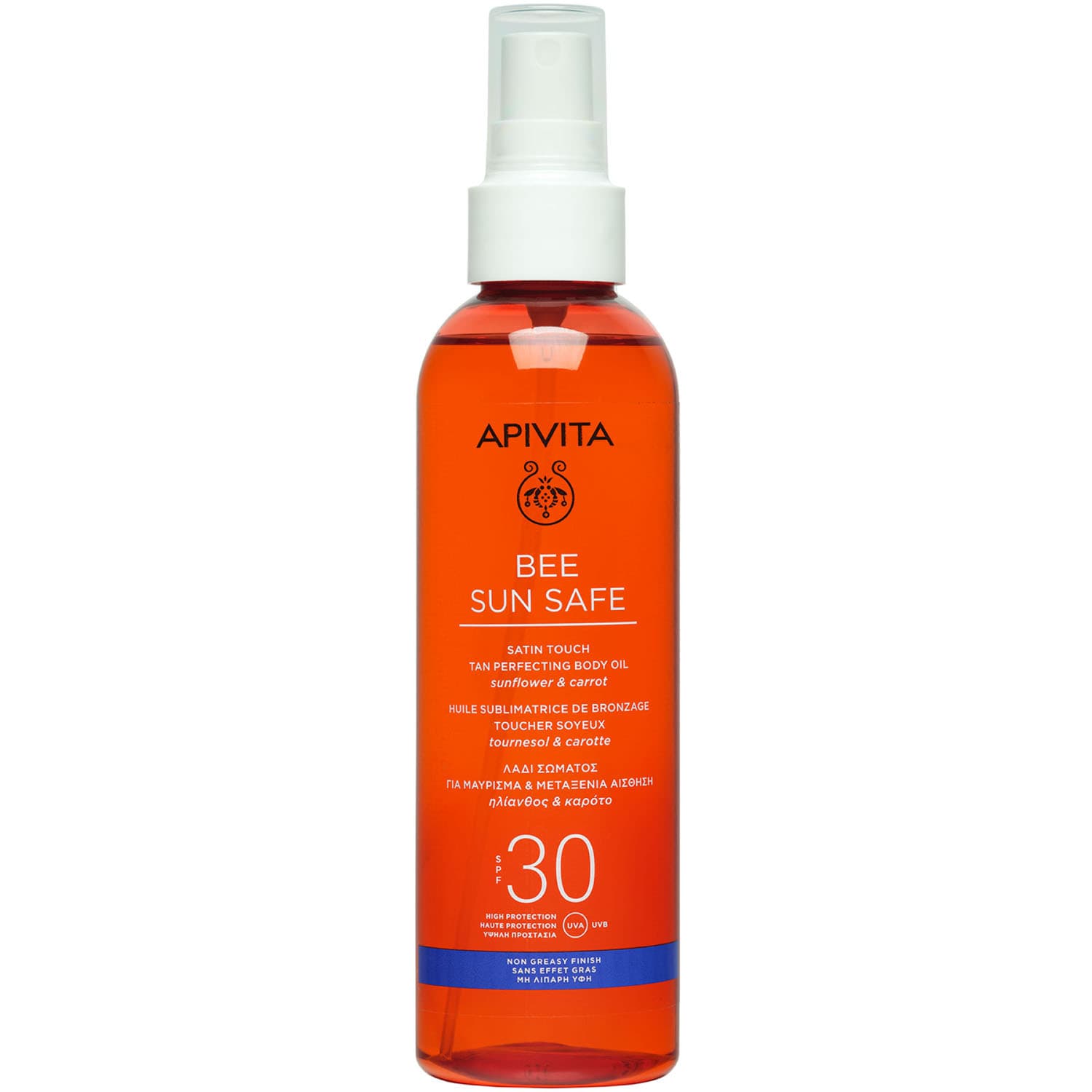 Апивита Солнцезащитное шелковистое масло SPF 30, (Apivita, Bee Sun Safe)