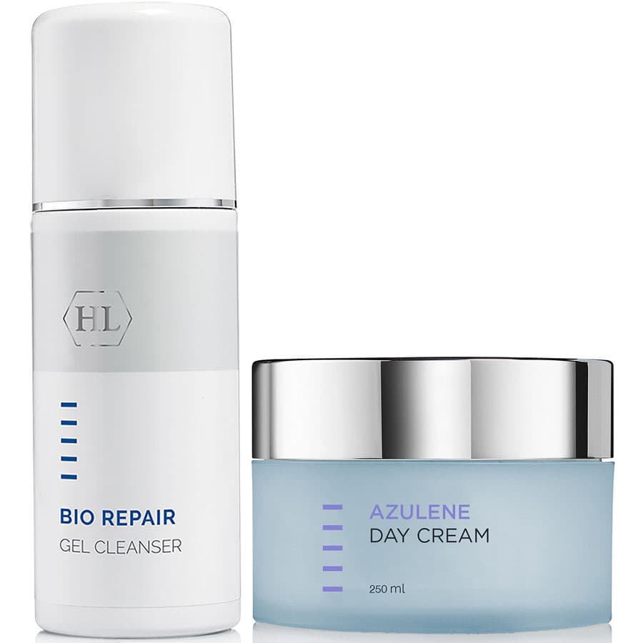 Холи Лэнд Набор: дневной крем для лица Azulene + очищающий гель Bio Repair 250 мл (Holyland Laboratories, Azulen)