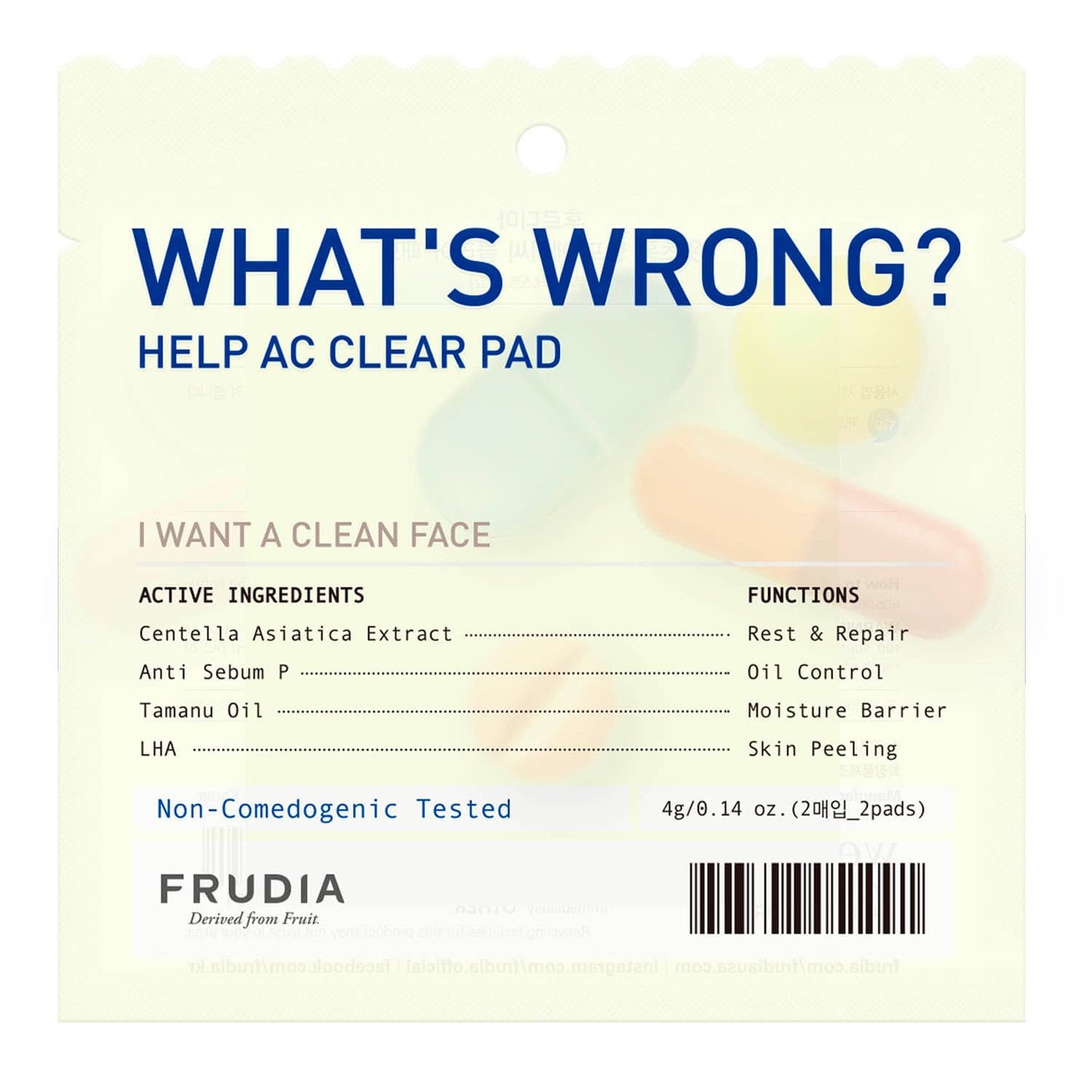 Фрудиа Очищающие пэды для проблемной кожи What's Wrong, (Frudia, Special Care)