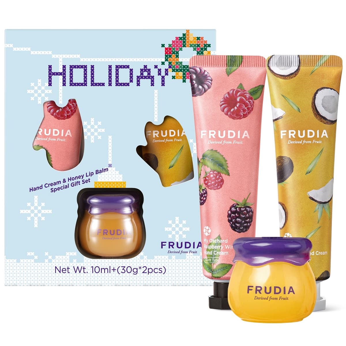 Фрудиа Подарочный набор Holiday: крем для рук 2х + бальзам для губ 10 г (Frudia, Уход за руками)