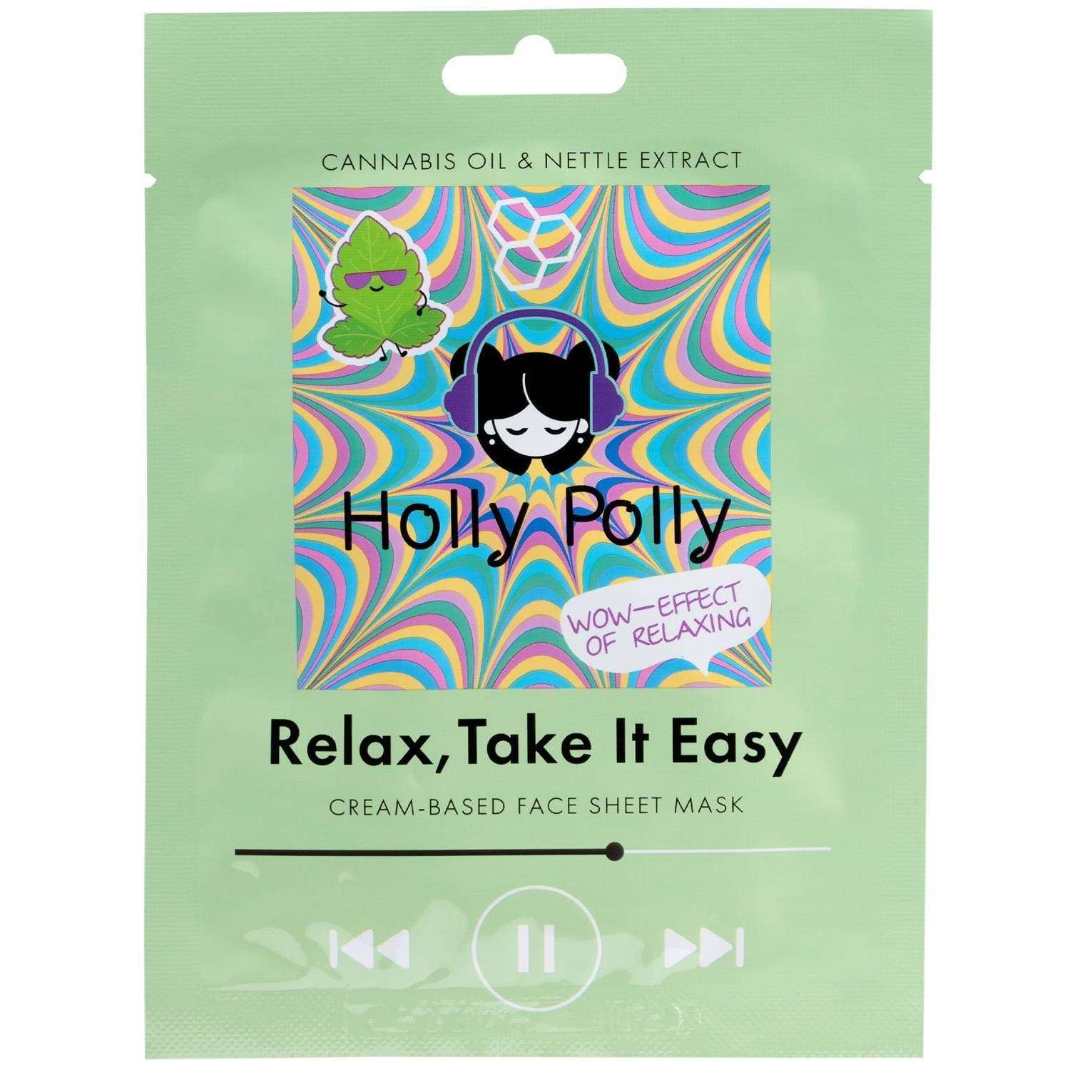 Холли Полли Тканевая маска с маслом конопли и экстрактом крапивы Relax, Take It Easy на кремовой основе, (Holly Polly, Music Collection)