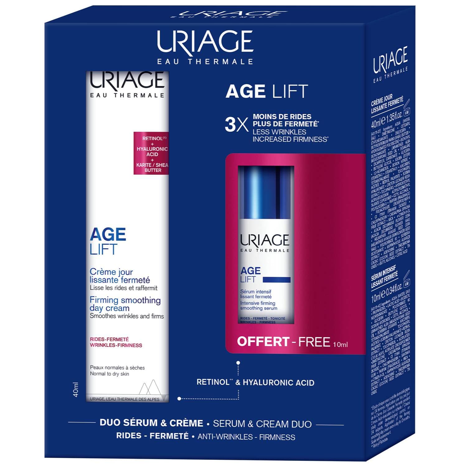 Урьяж Набор: дневной крем + сыворотка 10 мл (Uriage, Age Lift)