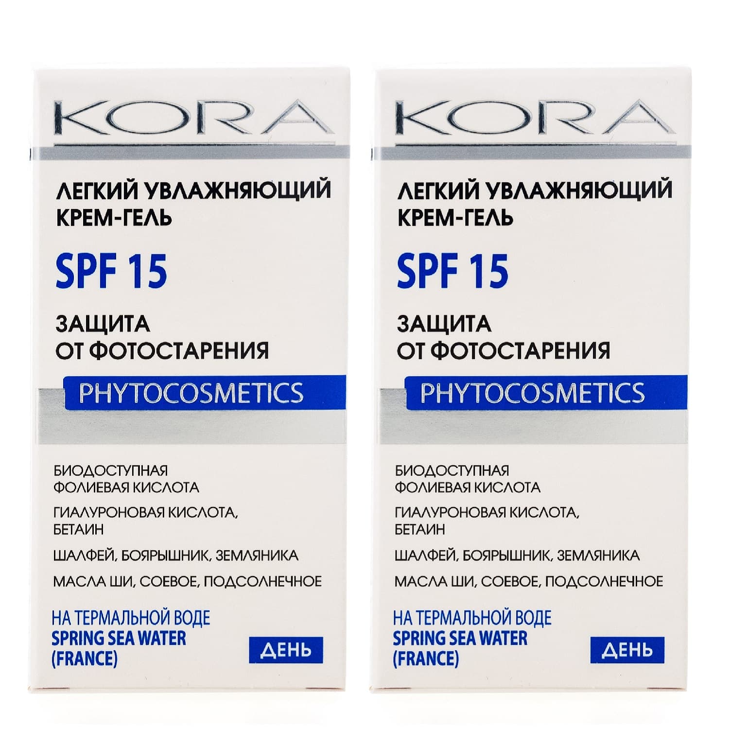 Комплект Легкий увлажняющий крем-гель SPF15, 2 х (Кора, Увлажнение кожи)